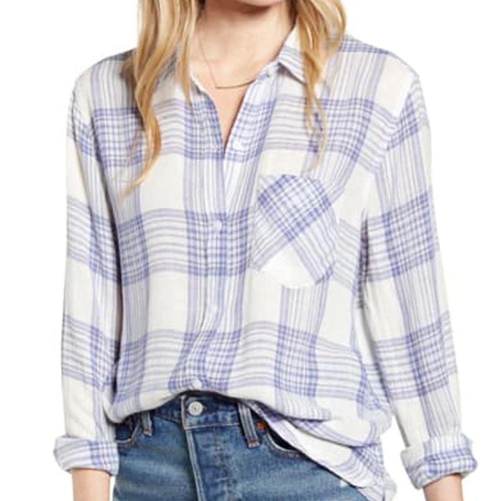 Rails White & Light Blue Plaid Button-Down Shirt